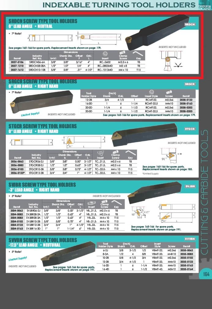 [Australia - AusPower] - HHIP 2037-1210 Style SRDCN 08-10A Turning Tool Holder 4" OAL, 1/2" Shank 12-10C Style 