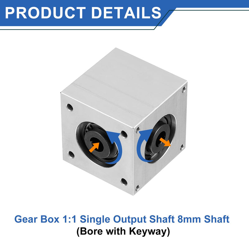 [Australia - AusPower] - uxcell Gear Box 90 Degree Right Angle Bevel Gearbox 1:1 Single Output Shaft 1 Module 20 Teeth Bevel Gear Aluminum Frame Simple Mechanical DIY Module 8mm Shaft(Bore with Keyway) Single Output Bore with Keyway 