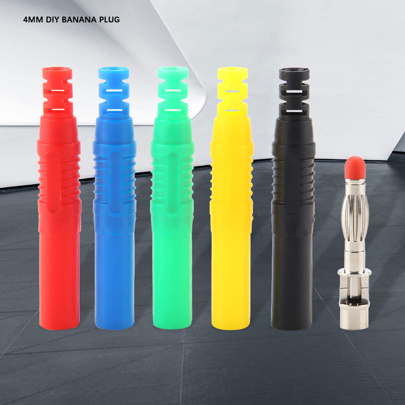 [Australia - AusPower] - P3013 10pcs Insulated Safety Shrouded, 5colors Retractable Sheath 4mm Banana Plug Seal Pr otection Shrouded DIY Cable Connectors Adapters for Electrical Testing, 2pcs Per Color 