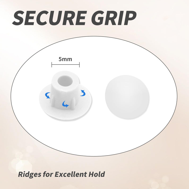 [Australia - AusPower] - 500 Pieces Plastic Hole Plugs Round Button Plugs for Cabinet Cupboard Shelves 3/16 Inch White Screw Caps Drilling Cover Plugs 