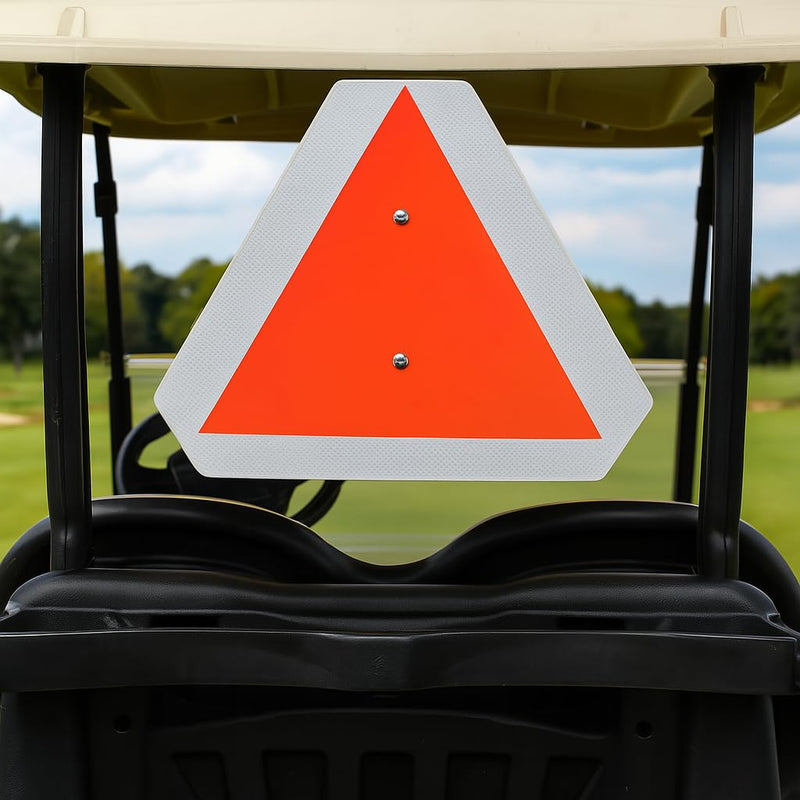 Glow in The Dark Slow Moving Vehicle Sign for Golf Carts, Safety Triangle Sign, 16x14 inch Aluminum SMV Signs DOT Compliant for UTV, Trailers, Tractors, Golf Cart Accessories