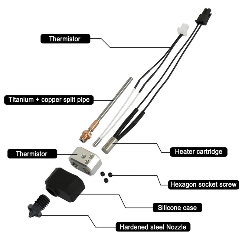 Hotend for Prusa I3 MK4/XL, 24V 40W Print Head Kit with Thermistor, Heater Cartridge, Heating Block, 0.4mm Nozzle and Silicone Cover Prusa I3 MK4 Hotend