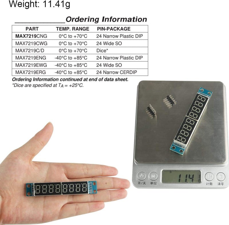 [Australia - AusPower] - DEVMO 4pcs 8-Digit 7 Segment Module MAX7219 8 Bit Digital Segment Tube LED Display Module Supports Cascade Eight Bit Serial 3 IO Ports Compatible with Ar-duino MCU/51/AVR/STM32 
