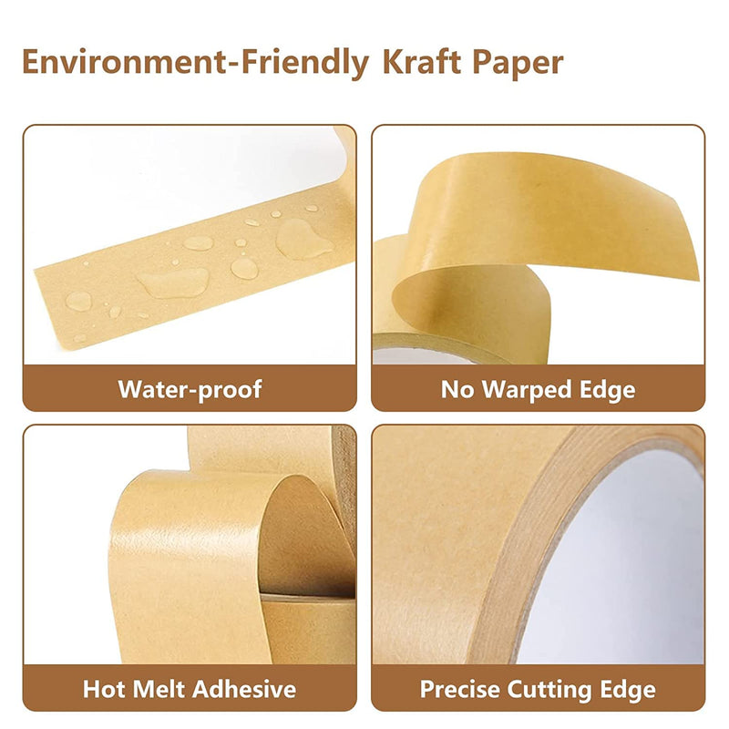 [Australia - AusPower] - TooCust Kraft Paper Tape Self Adhesive,2" X55YD,Brown Paper Tape, Biodegradable Brown Packing Tape,Paper Packing Tape with Strong Adhesive,1 Roll 1 