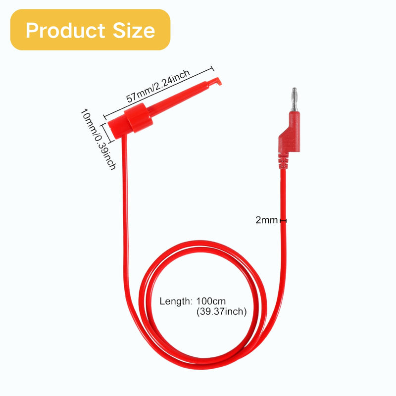 [Australia - AusPower] - Multimeter Test Lead Set, 5PCS Stackable 4MM Banana Plug to Test Hook, Flexible Testing Cable Wires 500V 5A for Multimeter Electrical Testing, 3.3FT/1M 