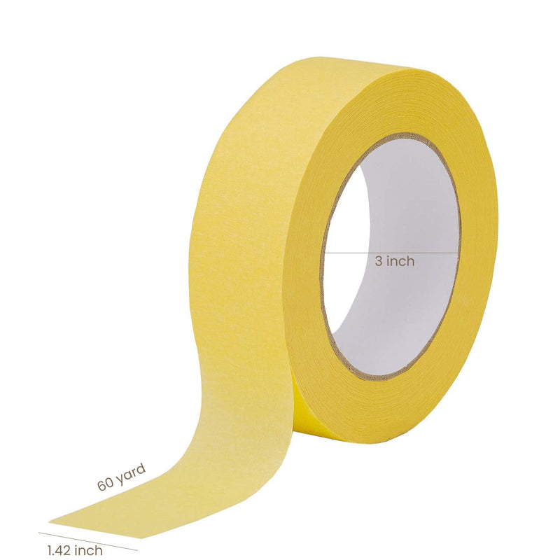 Lichamp 36mm x 55m Yellow Automotive Masking Tape for Painting, Auto Body Yellow Painters Tape for Car Detailing, 1.4 inch x 60 Yards 1.42 inches