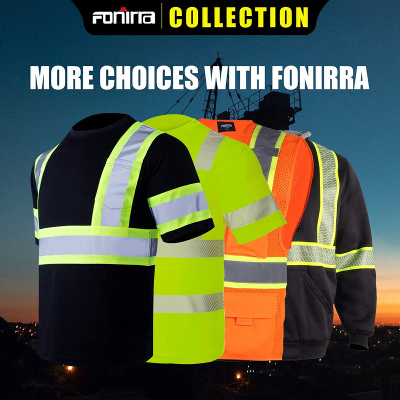 FONIRRA 3pcs Safety Reflective High Visibility T Shirts for Men with Long Sleeve Construction Work Shirts ANSI Class 3 Large Orange_3pcs