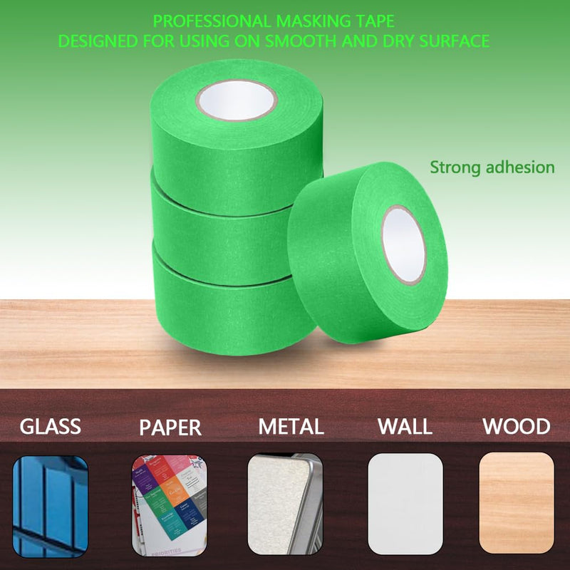 NETEHA 3 Rolls Painters Tape Masking Tape 1.57 Inch x 55 Yard, Heat Resistant No Residue Automotive Adhesive Tape for Automotive Paint and DIY Paint Projects (Green) 1.58in-3rolls
