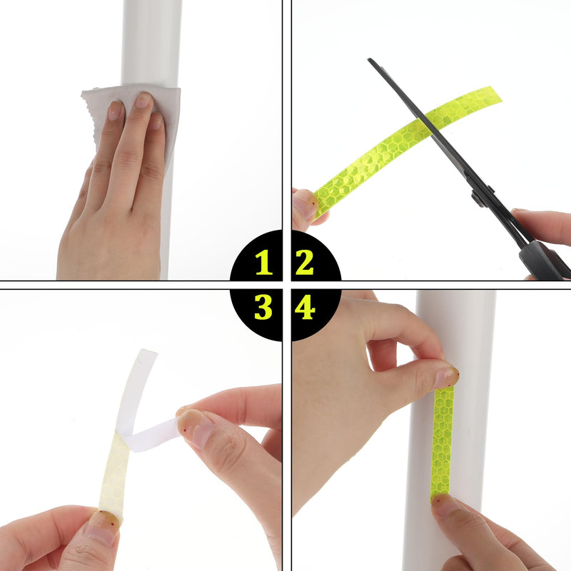 Reflective Tape Outdoor Waterproof Tape Neon Reflector Strips High Visibility Safety Warning Self-Adhesive Tapes Yellow Fluorescent Reflective Tape for Bikes Bicycles Helmets Trailers（0.4inx26ft ）