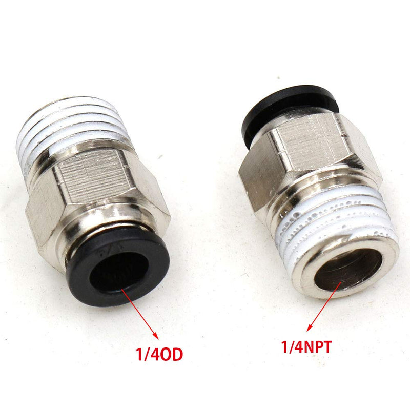 [Australia - AusPower] - PC 1/4" Od x 1/4" NPT Thread Push to Connect Pneumatic Tube Fitting Male Straight Union Fittings Push Fit Connector Quick Release Air Fittings 5Pack Black 5 