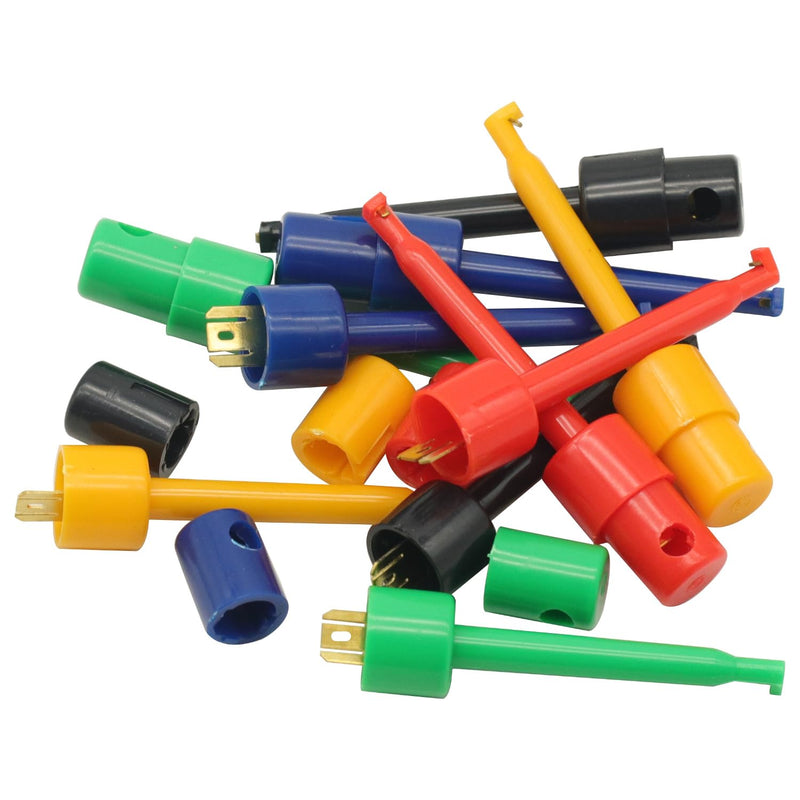 [Australia - AusPower] - 10Pcs Single Test Hook Clip Test Probe for Electronic Testing IC Grabber Large Size Round Crocodile Clip Hook Test Clips 