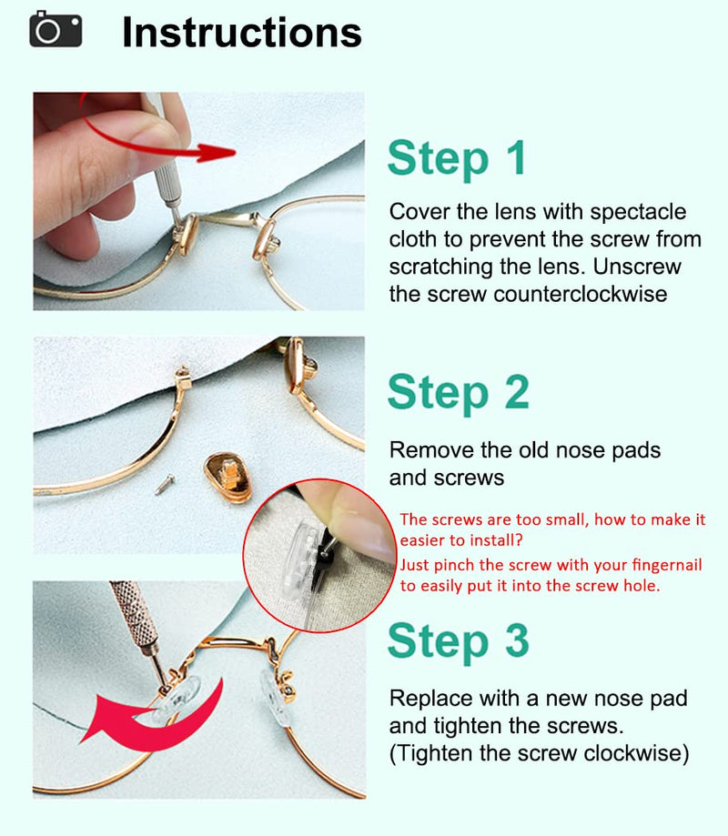 [Australia - AusPower] - PTSLKHN 5 Pairs of Eyeglass Nose Pads, Upgraded 15x8mm Soft Silicone Air Chamber Eyeglasses Nose Pads, Screw-in Glasses Nose Pad Replacement Kit. 5pairs-clear 