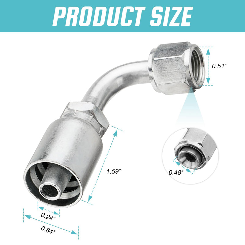 [Australia - AusPower] - 10 PCS 90° Hydraulic Hose Fittings, for 3/8" Hose x 3/8" JIC 37° Female 90° Hydraulic Hose End Elbow Crimp Fitting 3/8" Hose x 3/8" JIC Female 90° 