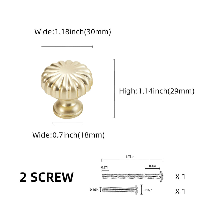 10 Pack Brushed Brass Kitchen Cabinet Knobs Gold Drawer Knobs Kitchen Cabinet Hardware Solid Handles Drawer Knobs Dresser Handles Knob 10