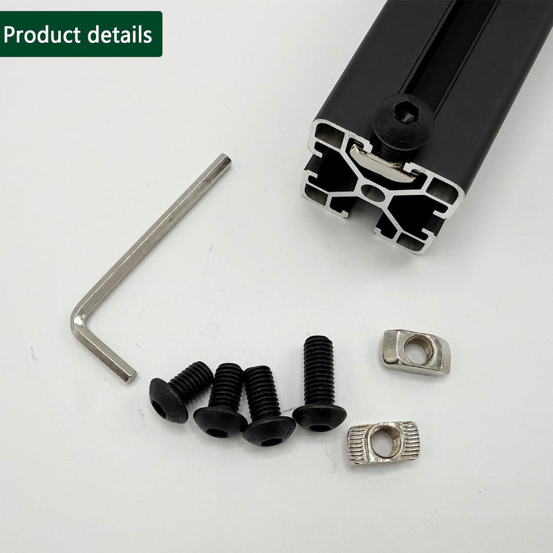 [Australia - AusPower] - 60Pcs 4040 Aluminum Extrusion Hardware Accessories, M8 T Nuts scerws kit for 10mm T Slot Rail 4040 Aluminum Extrusion Connectors 60pcs 4040 Series M8 T Nuts Scerws Kit(Black) 