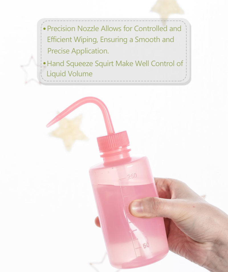 [Australia - AusPower] - Tattoo Wash Bottle- Melphoe 2Pcs 250ml Water Squirt Bottle Succulent Watering, Safety Rinse Bottle Watering Tools, Tattoo Supplies, Irrigation Squeeze Sprinkling Can Wash Plant Bottle (Pink) Pink 2*250ml 