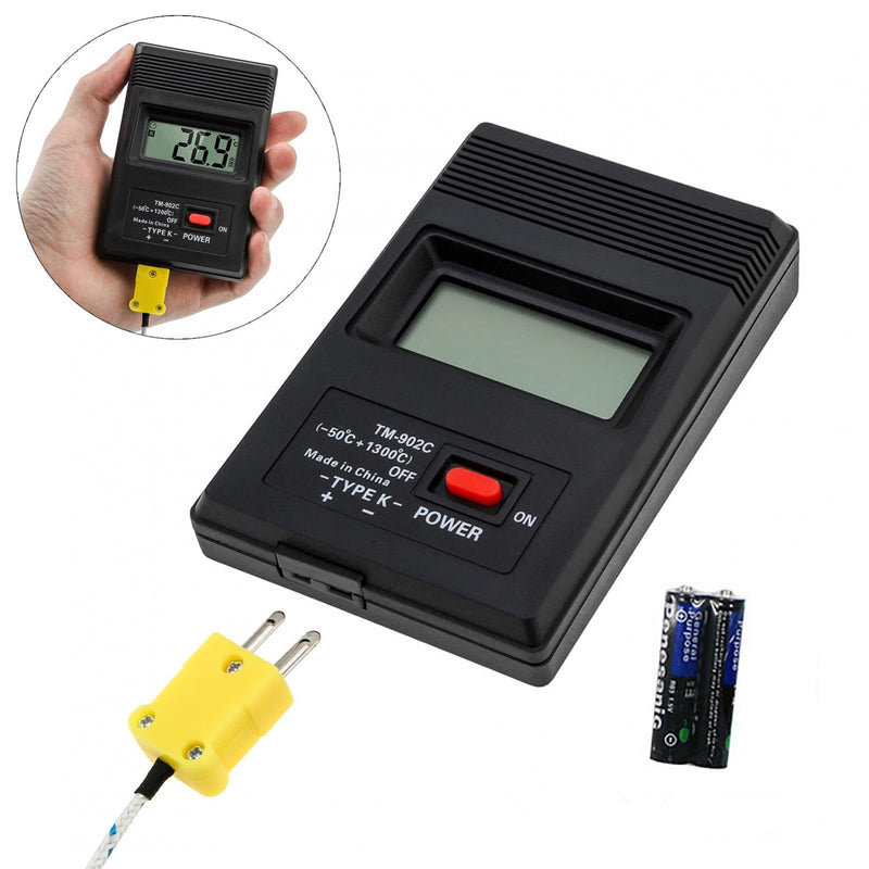 [Australia - AusPower] - K-Type Digital Thermometer with Thermocouple Probe Wire, -50°C to 1300°C Measurement Range, LCD Backlight LCD Thermometer 