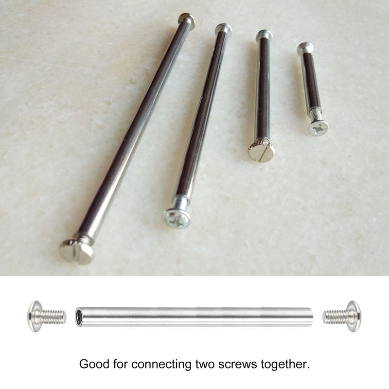 [Australia - AusPower] - MECCANIXITY Round Coupling Nut, M4x0.7mm Female Thread 50mm Threaded Round Sleeve Connector Rod Bar Stud Tube Nut Hardware Fastener, Silver Pack of 20 