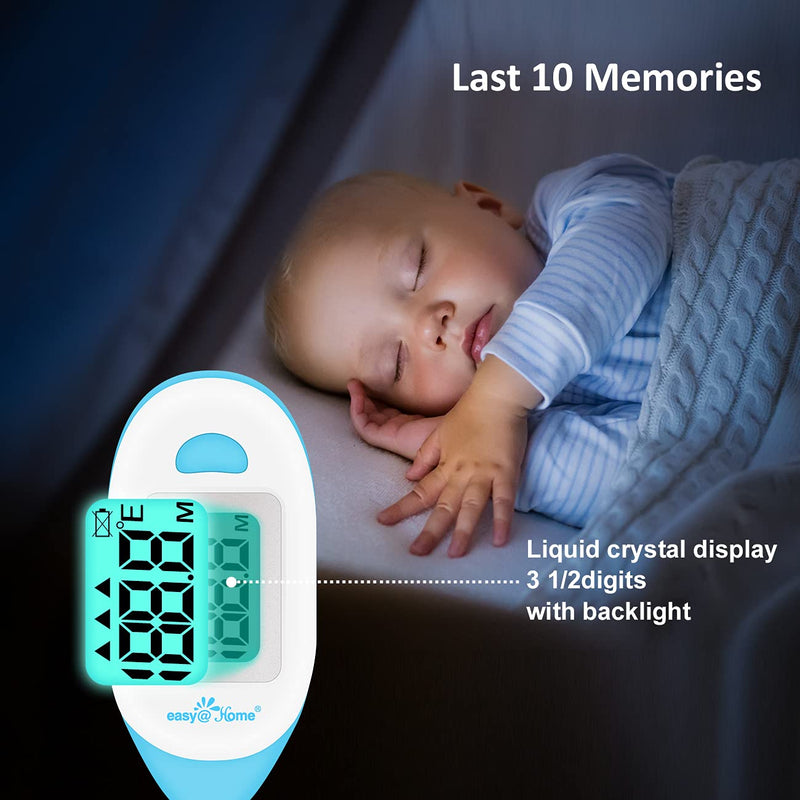 [Australia - AusPower] - Baby Rectal Thermometer with Fever Indicator - Easy@Home Perfect Newborn and Infant Digital Thermometer with LCD Display Reading Body Temperature-Kid and Baby Item with Accurate Fast Reading - EMT-027 