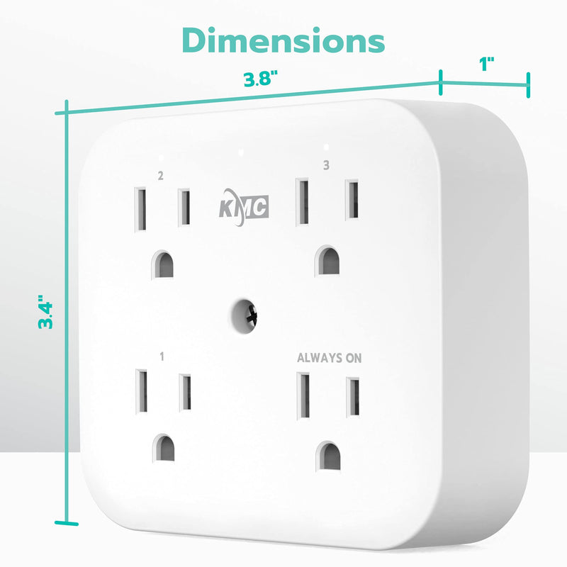 [Australia - AusPower] - KMC Smart Tap Mini 2-Pack, 4-Outlet Wall Mounted Plug Adapter, 3 Independently Controlled Wi-Fi Outlets, Compatible with Alexa & Google Assistant, No Hub Required 2 PACK 