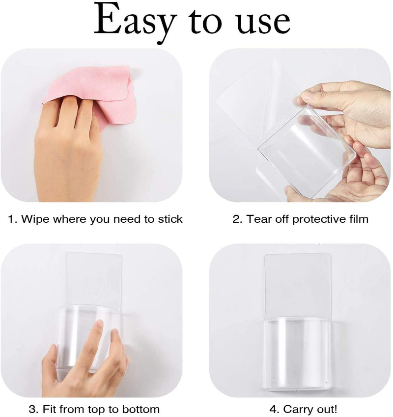 [Australia - AusPower] - Remote Control Holder Wall Mount Damage-Free (2 pack), Clear Media Organizer Storage Box, Table and Nightstand Convenient Remote Caddy 