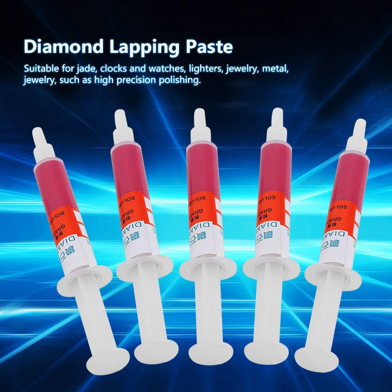[Australia - AusPower] - Diamond Grinding Paste, Akozon 5 Pieces/Set Diamond Lapping Paste Polishing Paste Diamond Grinding Lapping Compound Compound Syringes (W2.5#4000) 