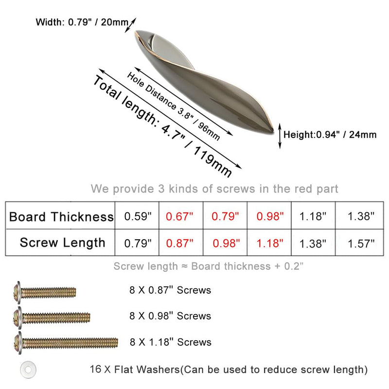 [Australia - AusPower] - 4Pcs Arcuate Pulls Handles Knobs,Modern Elegant Curved Handle Cabinet Pulls,Create a Spatial Aesthetic,S-Shaped Solid Zinc Alloy Drawer Pulls Handles (Ink Gold, 3.8" Hole Centers) Ink Gold 