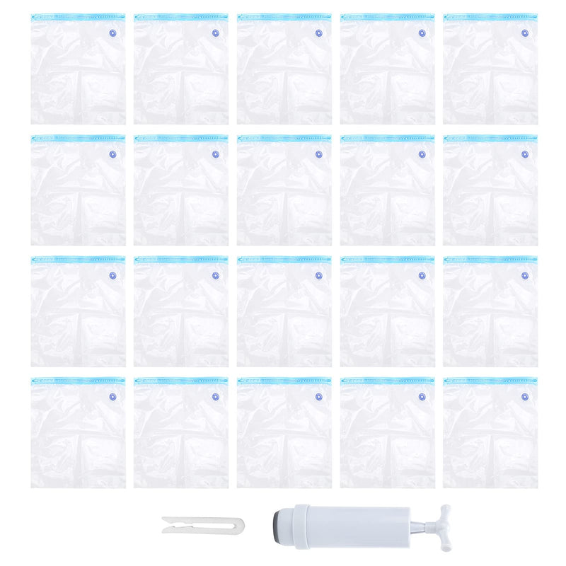 [Australia - AusPower] - Pack of 20 Filament Dryer Vacuum Bags, Moisture Resistant Reusable Vacuum Bags for Clothes, PLA 3D Printer Parts + 1 Piece Air Pump Extractor Kit 