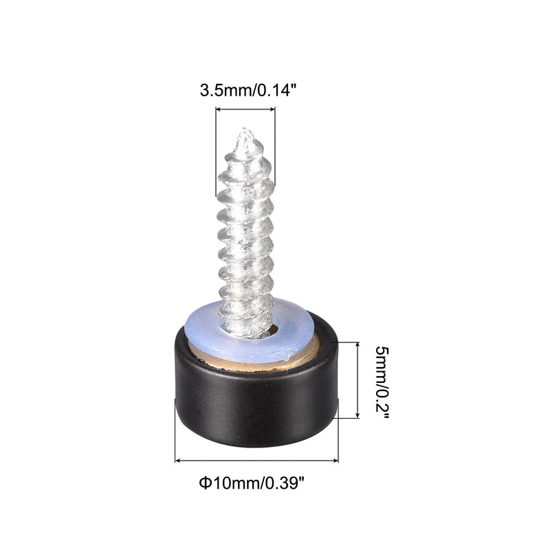 [Australia - AusPower] - uxcell Mirror Screws, 10mm/0.39", 10Pcs Brass Decorative Cap Screws Cover Nails Fasteners for Mirror Tables Bath Plates Wardrobes Glass Signs, Black 10mm/0.39" 
