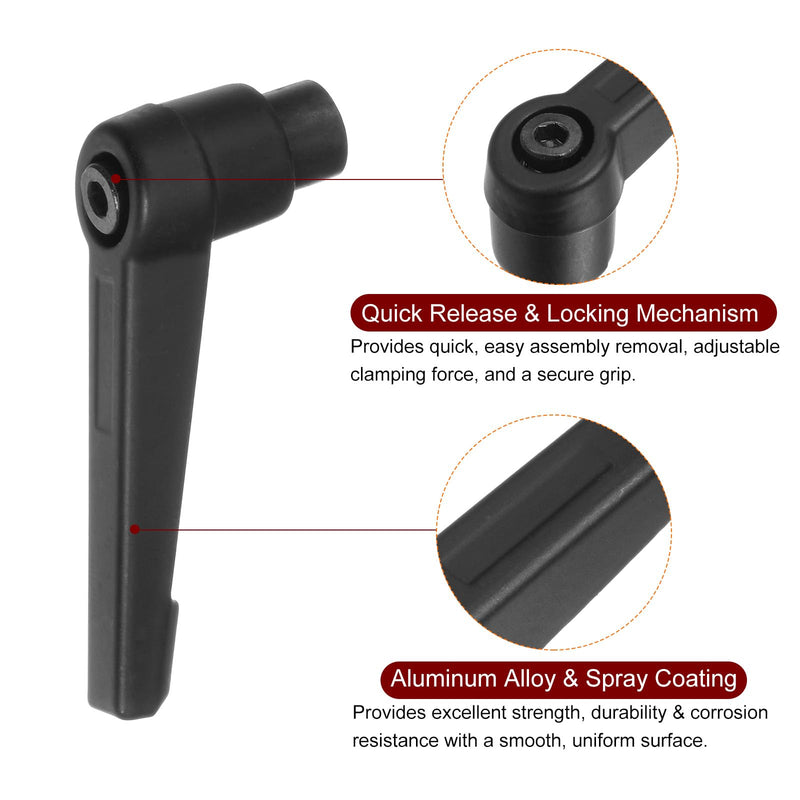 [Australia - AusPower] - 10pcs Adjustable Clamping Lever Handles M6 Female Thread Knobs Rotating Screw Locking Quick Release Ratchet Push Button Handle, Black 