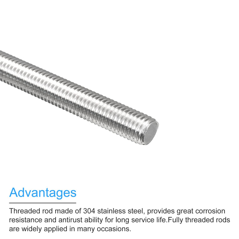 MECCANIXITY Fully Threaded Rod M12 x 120mm 1.75mm Thread Pitch 304 Stainless Steel Right Hand Threaded Rods Bar Studs 8 Pack