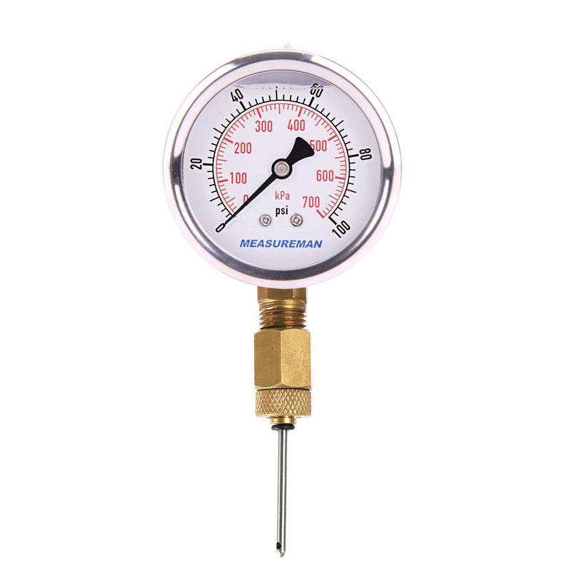 [Australia - AusPower] - MEASUREMAN Brass Gauge Adaptor 1/4 BSP Female，2-1/2 OAL x 1-2/5" x 1/8" Probe with Stainless Steel Sheath，Pressure Gauge Fitting kit 