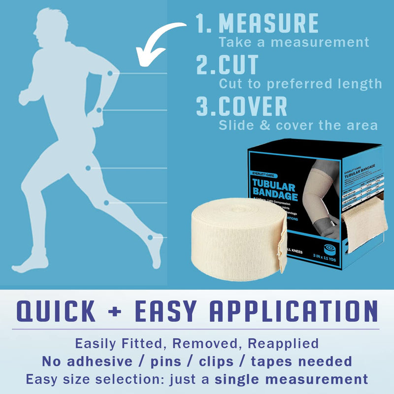 [Australia - AusPower] - EVERLIT Elasticated Tubular Support Bandage | Stockinette Tubing for Large Arm, Knees, Legs | Light to Moderate Compression Bandage Roll for Tissue Support (Size F | 4" x 11 yd) Size F | 4" x 11 yd 