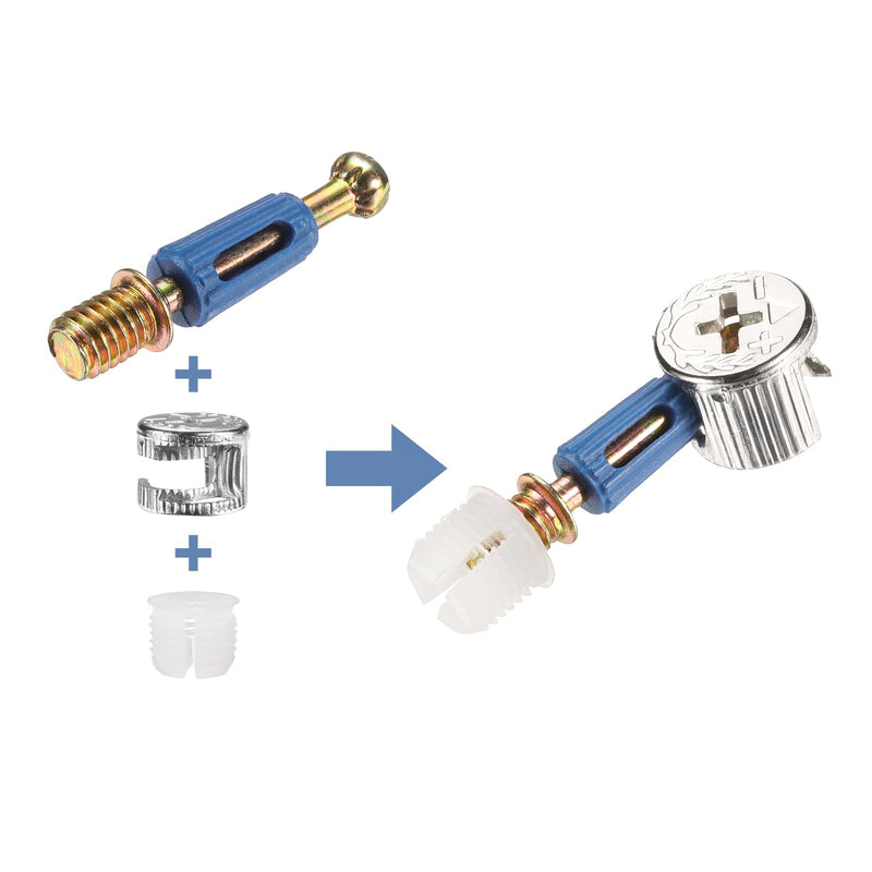 [Australia - AusPower] - uxcell 45 Sets Cam Locks for Furniture, 35mm Cam Lock Nut and Screw, 3 in 1 Furniture Connecting Fasteners with Dowel Eccentric Wheels Pre-Inserted Nuts for Cabinet Bookcase, Blue 