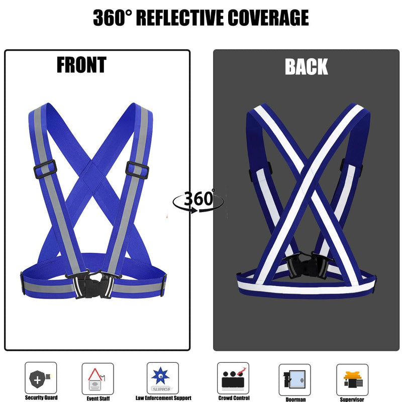 5 Pack Reflective Safety Vest for women, men and kids, Lightweight & Adjustable hi vis vest for Running, Cycling, Rucking Blue