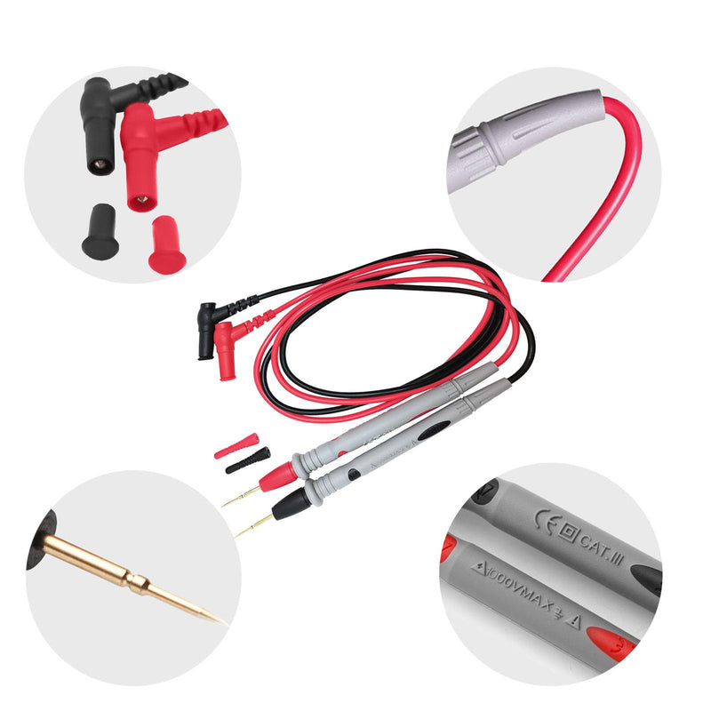 [Australia - AusPower] - 2 Sets 1000V 20A Multimeter Leads, Soft Silicone Electrician Test Leads Kit, Test Leads for Multi-Meter Tester Wire Tips 