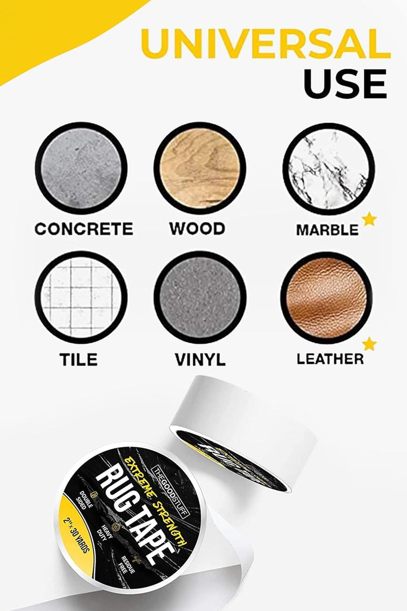 Heavy Duty Double Sided Rug Tape [2"x50yd] Rug Pad Gripper for Hardwood Floors, Vinyl, Area Rugs, Tiles, and Concrete, Two Sided Tape Heavy Duty Carpet Tape, Strong Double Sided Carpet Tape 2" x 50Y