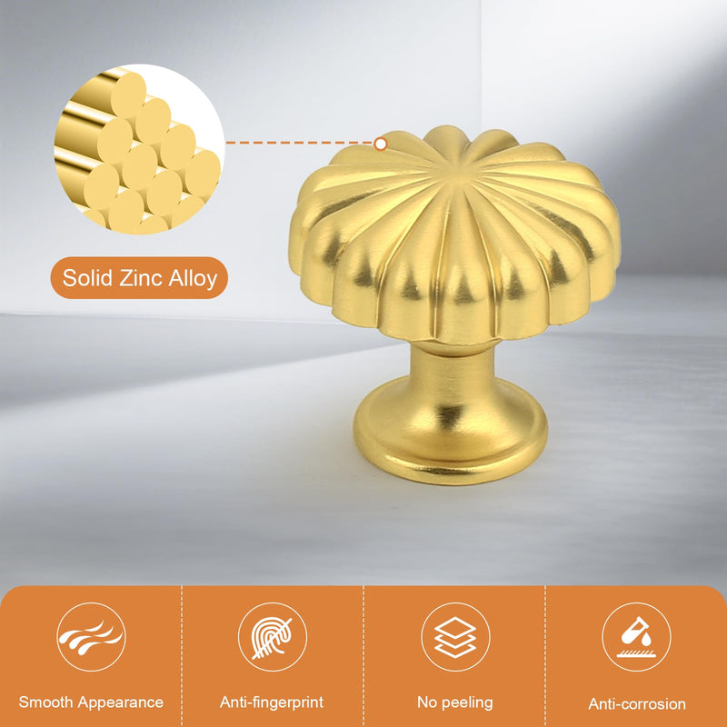 Probrico 15 Pack Gold Cabinet Knobs Vintage Drawer Knobs Zinc Alloy Cabinet Hardware for Kitchen Cupboard Dresser and Wardrobe Single Hole