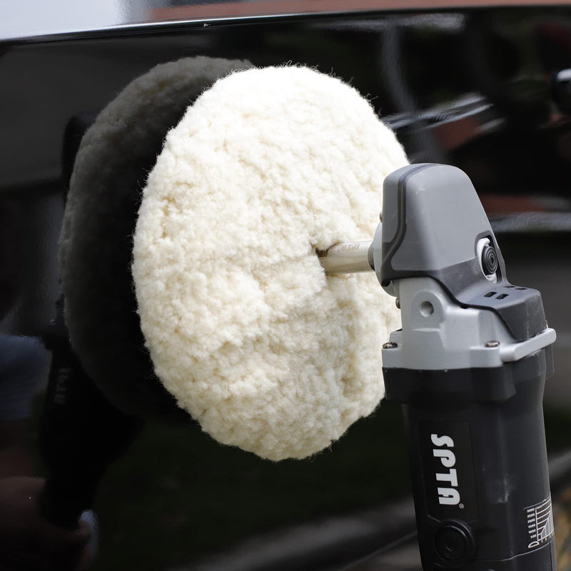 [Australia - AusPower] - SPTA 8" (200mm) Wool Buffing Pad, Double Side 100% Natural Wool Pad with 5/8-11 Thread for 2-Sided Compound Cutting and Polishing for Automotive, Marine and Epoxies 8 Inch 