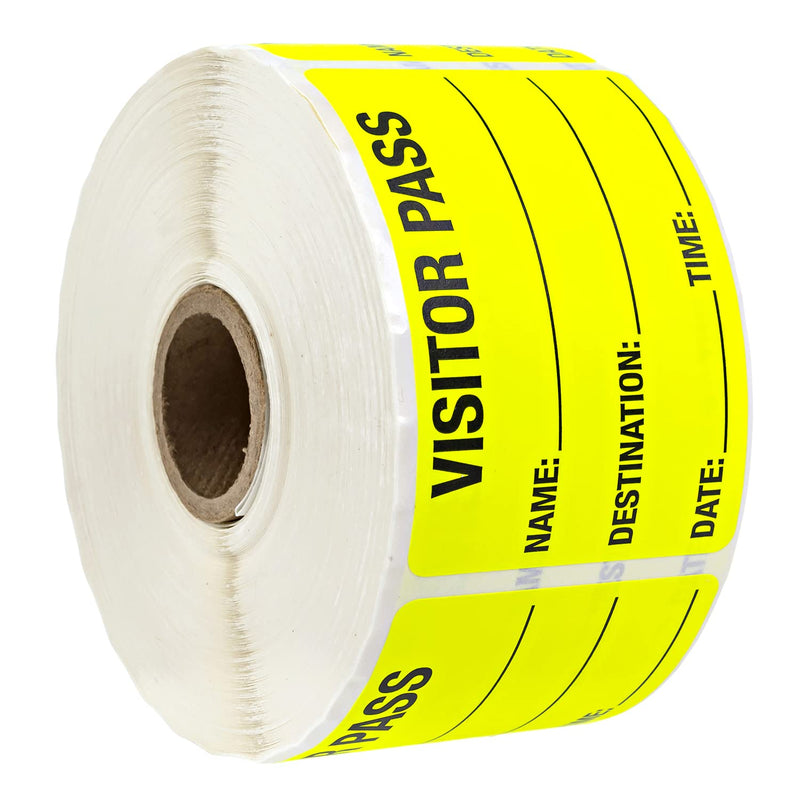 Chartreuse Visitor Pass / 500 Fluorescent Yellow ID Labels/Safety Identification Badge Stickers