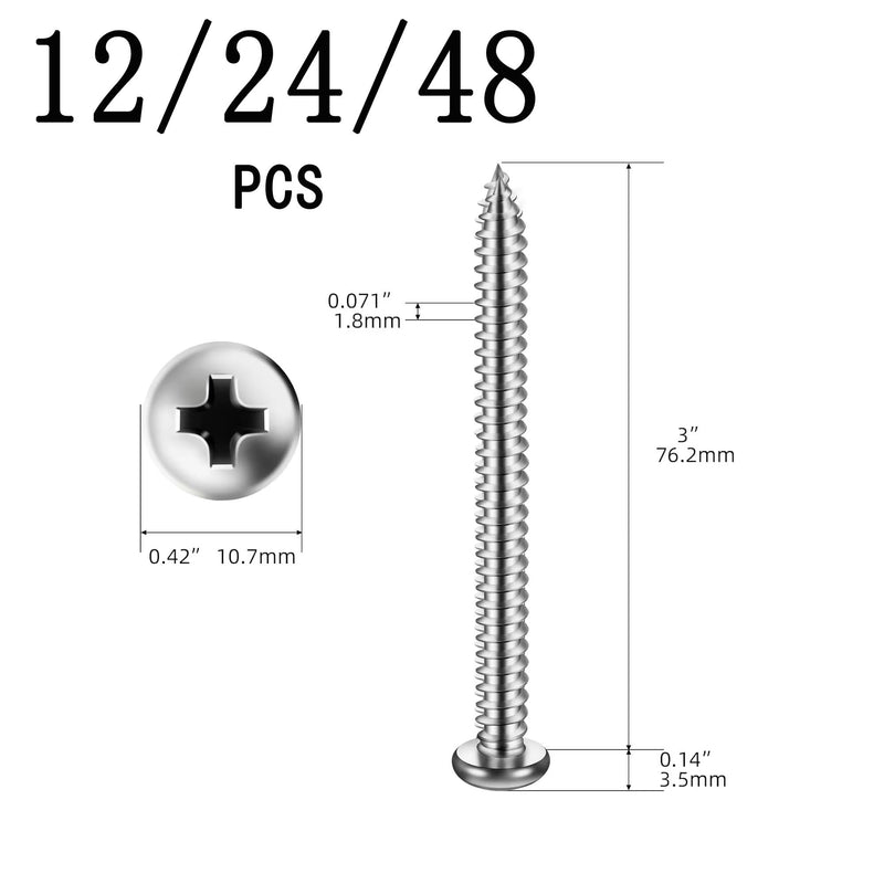 [Australia - AusPower] - 48 Set 3 Inch Shutter Screws and Caps, Shutter Screws with Caps for Windows Outside Shutter Caps for Shutter Railings Furniture (96pcs) 96pcs 