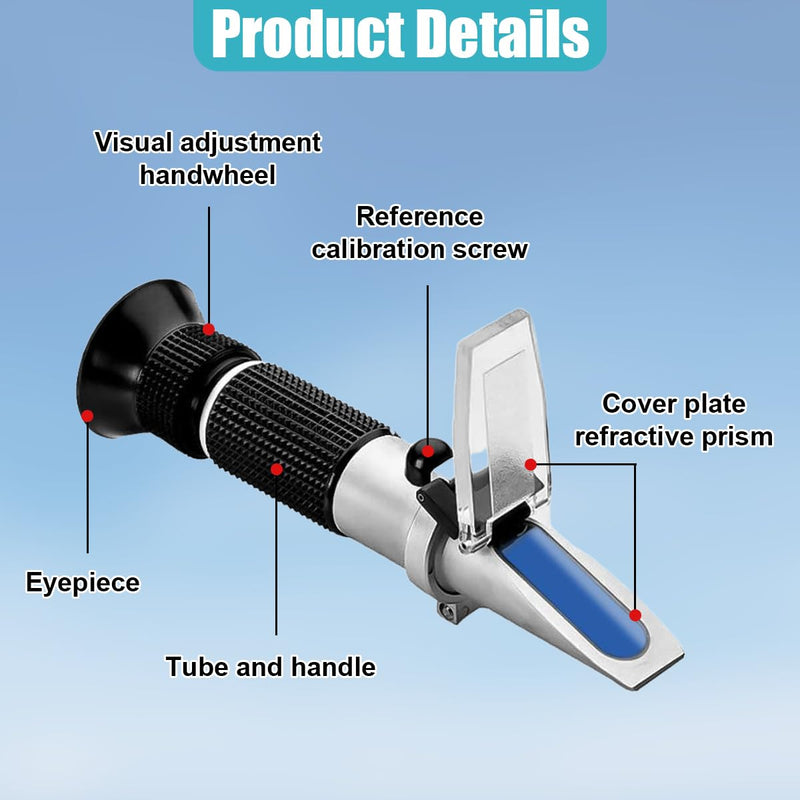 [Australia - AusPower] - Antifreeze Refractometer, Antifreeze Coolant Tester for Checking Antifreeze Freezing Point, Concentration of Ethylene Glycol & Propylene Glycol, Battery Acid Condition, Windshield Washer Fluid 