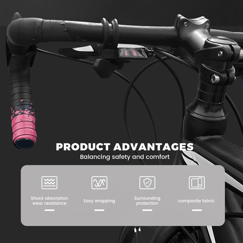 2PCS Bike Handlebar Tapes, Bicycle Handlebar Tape, Road Bike Handlebar Tape, Cycling Handle Wraps, Comfortable, Durable, Anti-Slip, Sweat-Absorbing Design, Pink A Pink