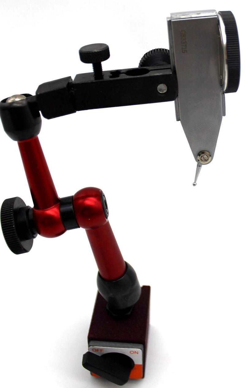 Dial Indicator Magnetic Base - 50lb Pull Force with 3D Locking Arm and Fine Adjustment - for Test Indicators with 3/8 Inch Stem or Dovetail Mount in Small Spaces and Metal Working Machine