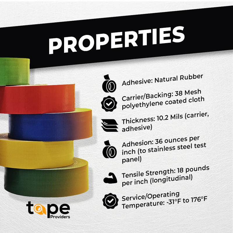 WOD DTC10 Advanced Strength Industrial Grade Yellow Duct Tape, 1/4 inch x 60 ft. Waterproof, UV Resistant For Crafts & Home Improvement