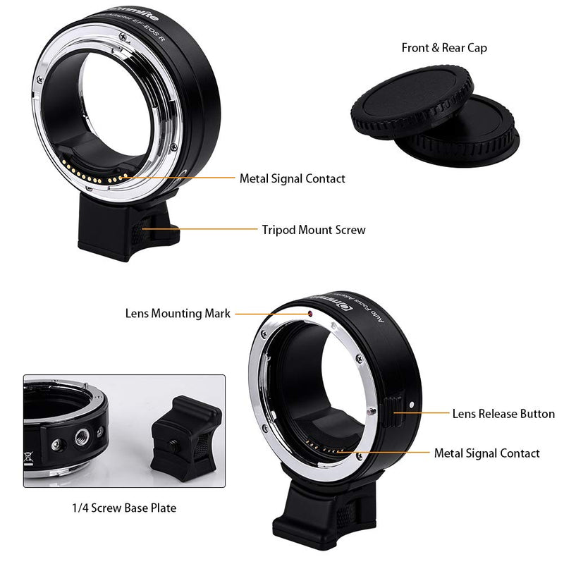 [Australia - AusPower] - Commlite CM-EF-EOS R Lens Adapter, Electronic Auto-Focus EF to R Mount Adapter for Canon EF/EF-S Lens to EOS R, EOS RP, EOS R6, EOS R5 Series Mirrorless Cameras EF-EOS R 