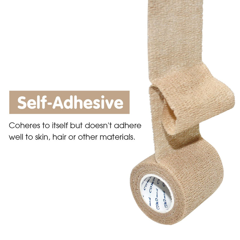 Self Adherent Cohesive Bandage Latex 3"x5 Yards First Aid Bandages Stretch Sport Athletic Wrap Vet Tape for Wrist Ankle Sprain and Swelling,Skin(12 Rolls) 12 Count (Pack of 1) Skin