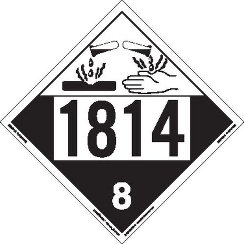 Labelmaster ZEZ41814 UN 1814 Corrosive Hazmat Placard, E-Z Removable Vinyl (Pack of 25)