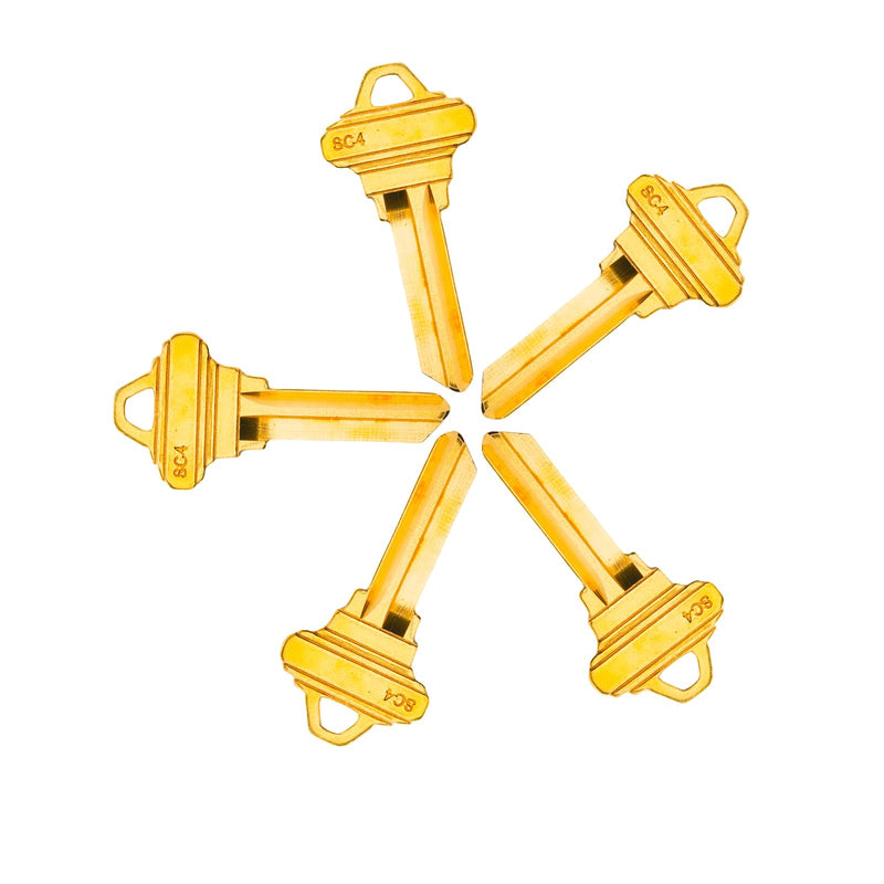 Brass Finish Uncut Key Blanks, SC4 (6SH1) Blank Keys, SC4 Key Blanks 6 Pin (100-Pack) SC4 100PCS