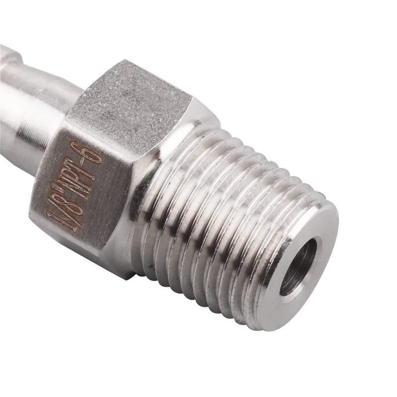 [Australia - AusPower] - DERNORD Stainless Steel 1/4" Hose Barb x 1/8" NPT Male - Home Brew Pipe Fitting Pack of 2 